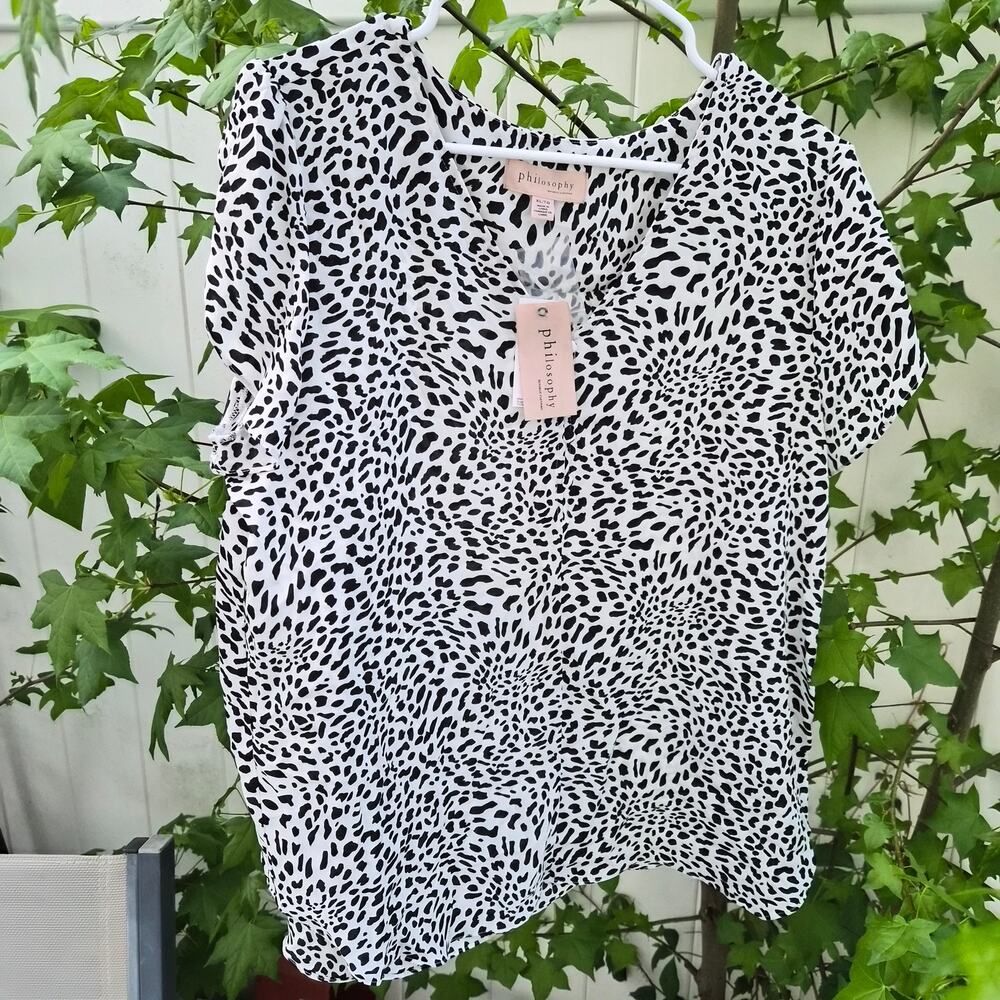 Philisophy Republic‎ NWT Leopard Print V-Neck Blouse - Size XL